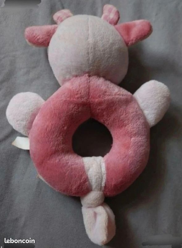 🧸 Doudou anneau vache rose – Aubert Petit Bisou (image 2)