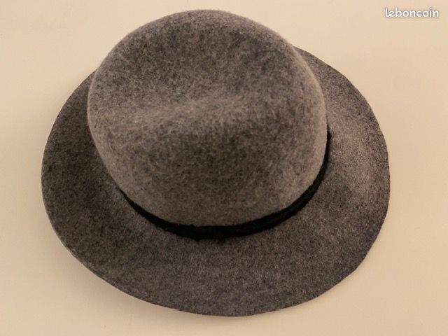 Chapeau Femme Vintage En Feutre De Laine Gris - Taille 57, Style Bogart, Fabriqué En France