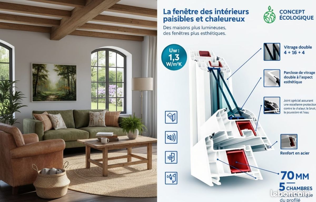 Fenêtre pvc double vitrage premium neuve (image 2)