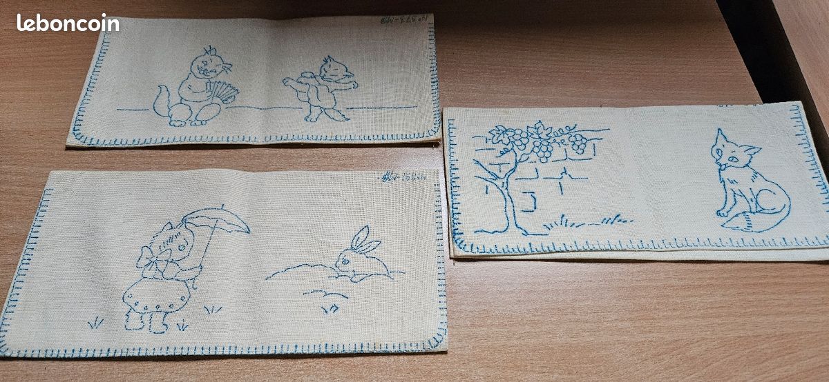 Portes serviettes en tissu à broder (image 1)