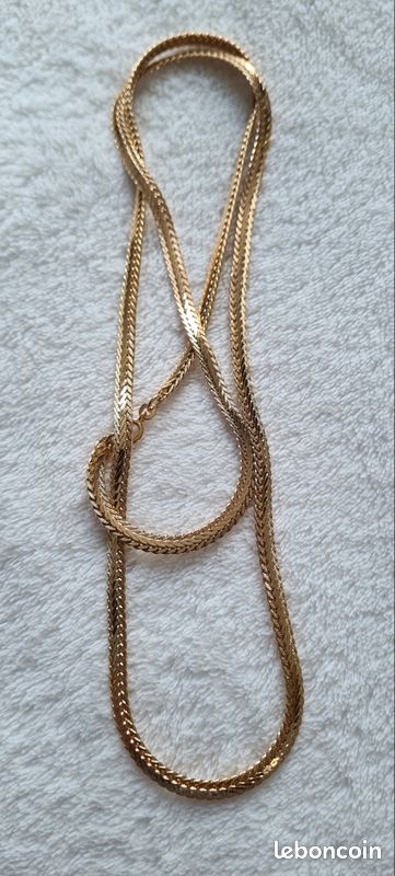 Collier Vintage En Plaqué Or Jaune - Longueur 51 Cm - Poinçonné - Occasion - Fabriqué En France