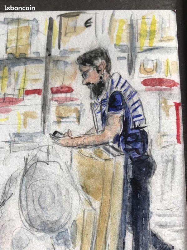 Barbu à marinière à IKEA à Marseille, impression d’aquarelle encadrée (image 3)