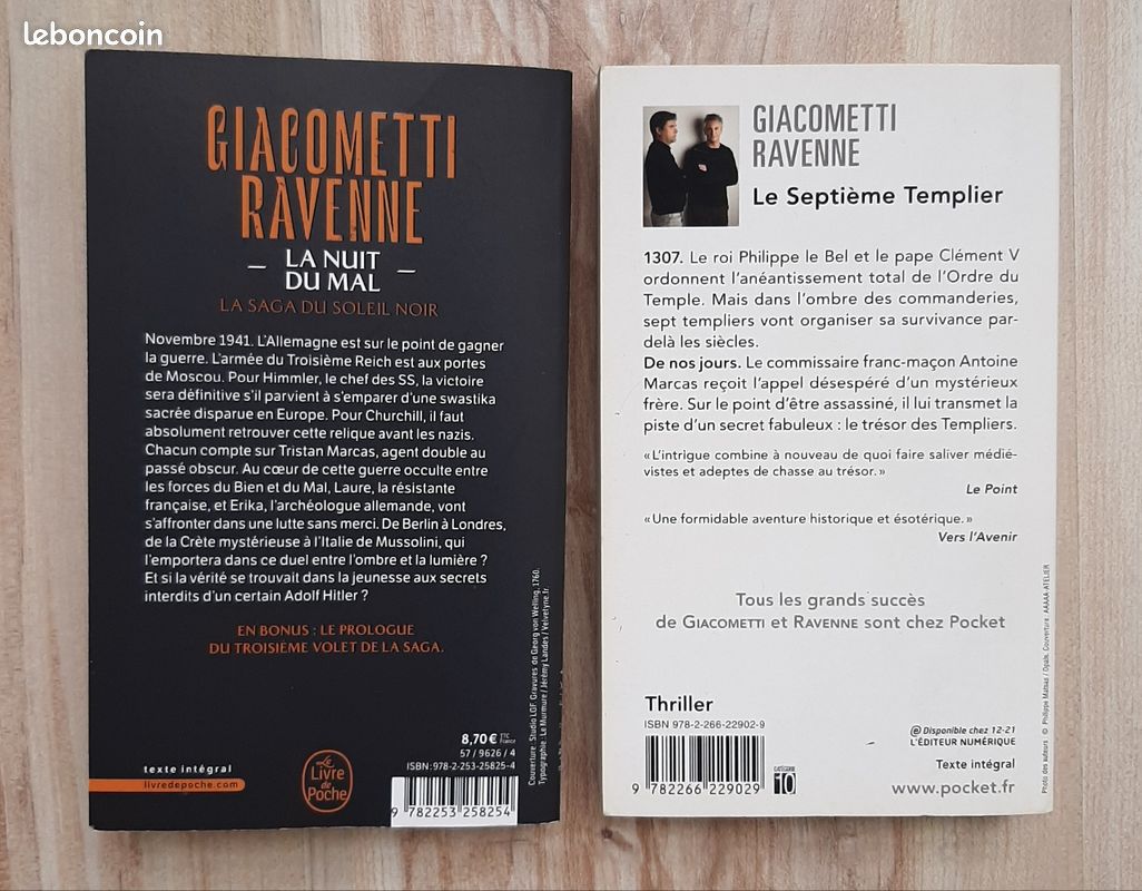 Lot 2 poches de Jacques RAVENNE, Eric GIACOMETTI : Le Septième Templier + La nuit du mal (image 2)