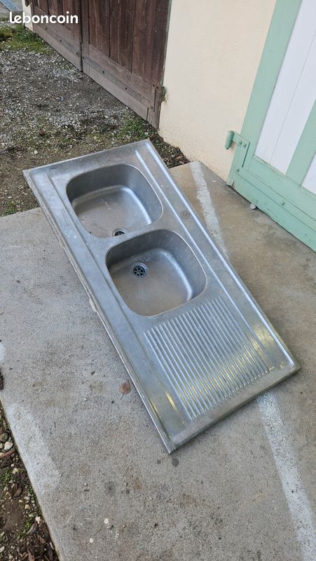 Evier encastrable inox 2 bacs (image 1)