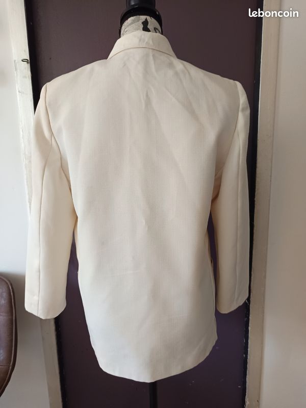 Blazer Dinomoda En Laine Vierge Crème - Taille 40, Occasion Très Bon état, Style élégant