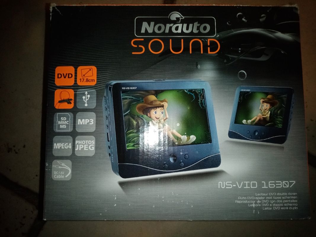 1 lecteur DVD pour voiture avec double écran NORAUTO SOUND NS-VID16307