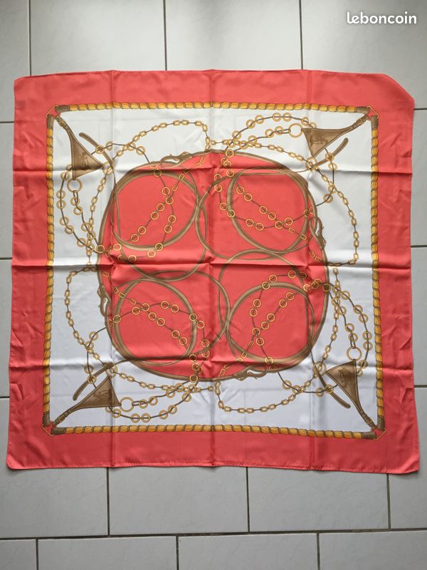 Foulard saumon et marron (image 1)