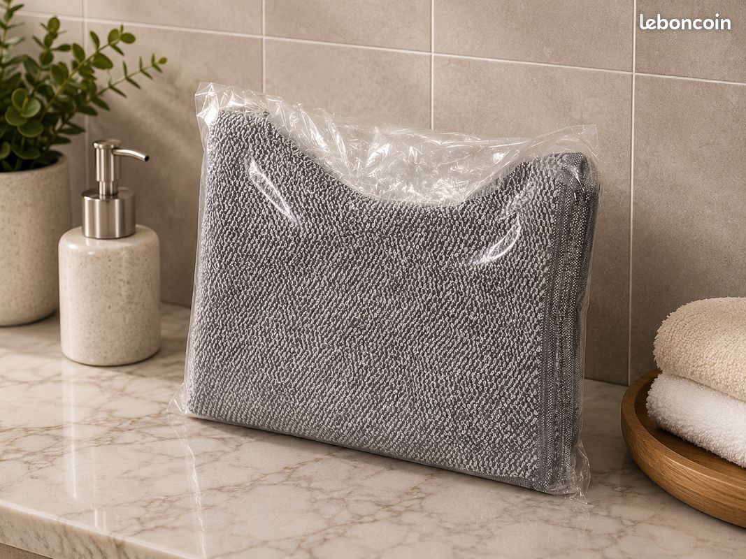 Serviette de toilette Milano 50 × 100 cm – Gris – 100 % coton – Neuve (image 2)