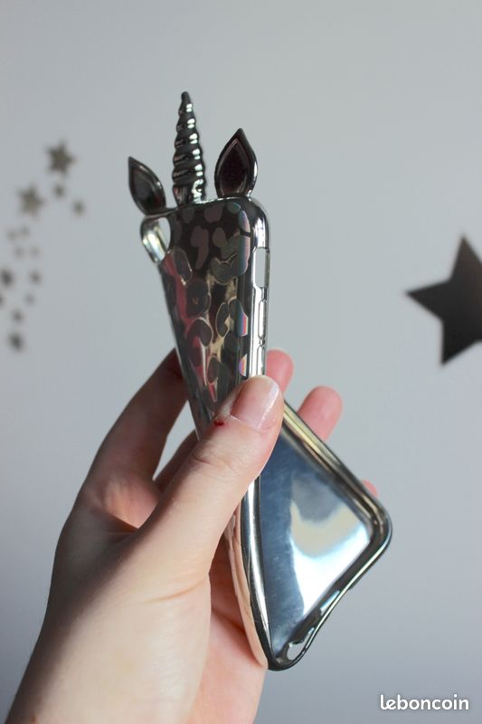 Coque iPhone 7-8-SE licorne argentée (image 3)
