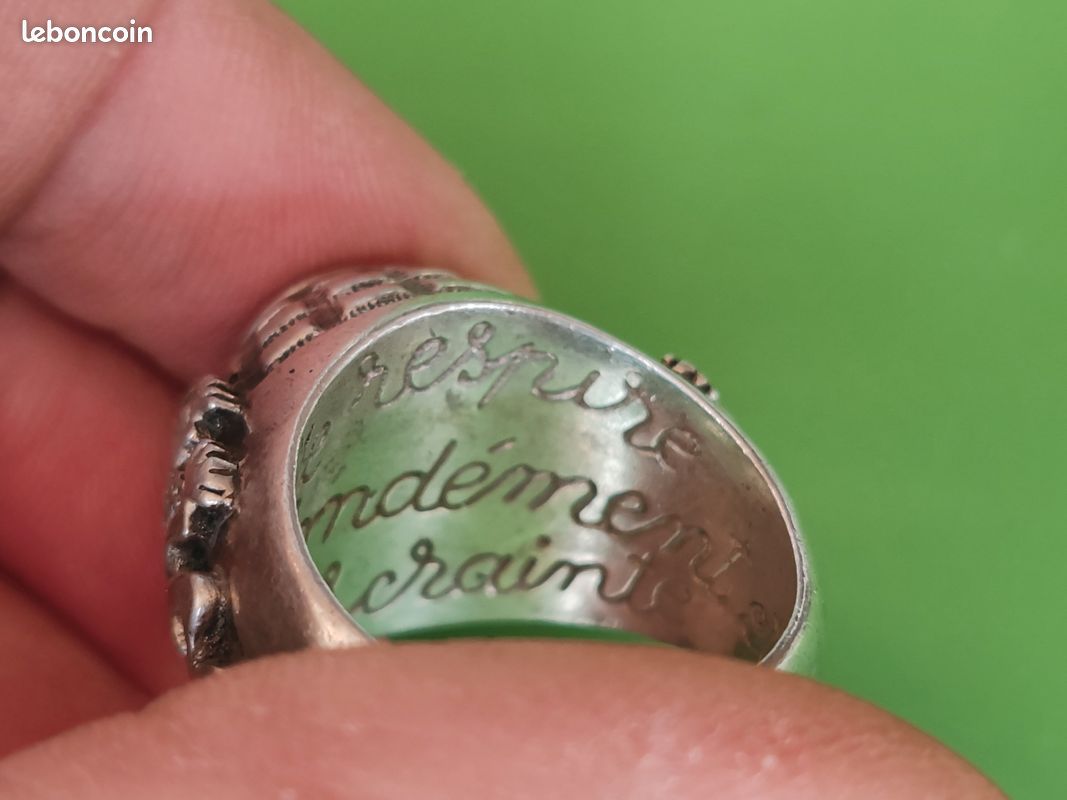 Bague Chevalière Ancienne En ARGENT Massif - Style Art Déco - Taille 50