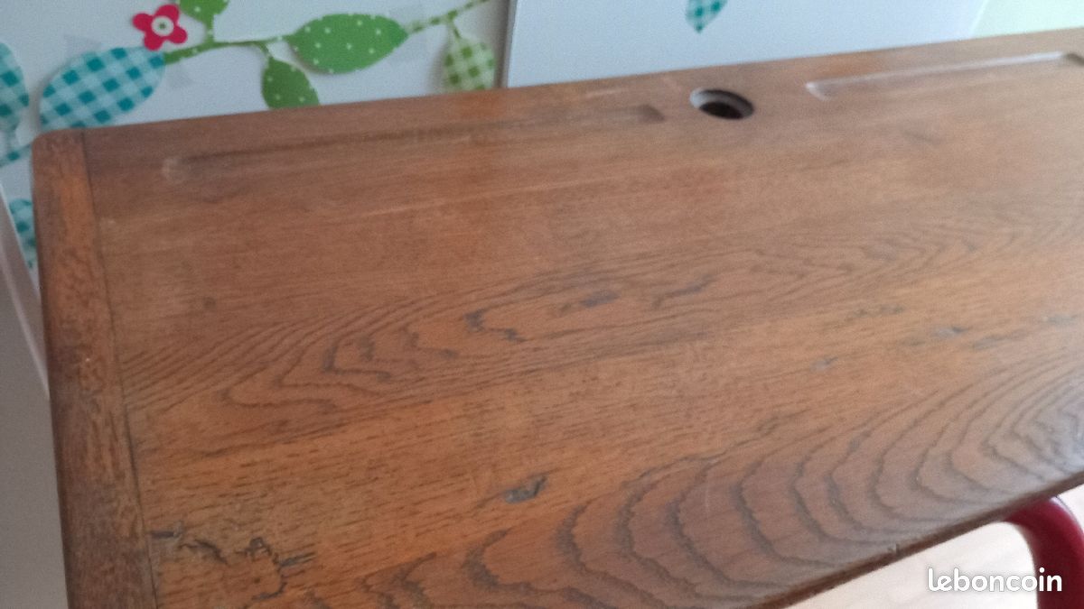 Table d'écolier en bois et armature metal (2 places) (image 2)