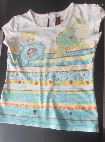 Tee-shirt Catimini Turquoise Col Montant Pour Bébé 6 Mois - État "comme Neuf"