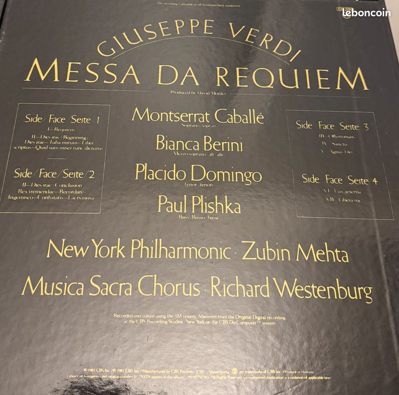 REQUIEM de VERDI Coffret 33 tours vinyle (image 4)