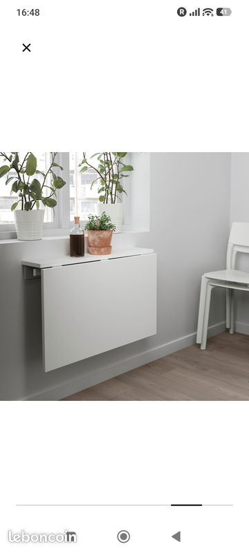 Table Murale Pliante IKEA NORBERG Blanche 74x60 Cm - Neuve Sous Blister