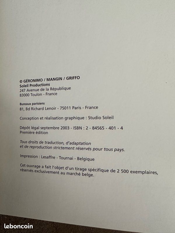 BD petit miracle Griffo et Mangin Tirage 2500ex en noir et blanc (image 2)