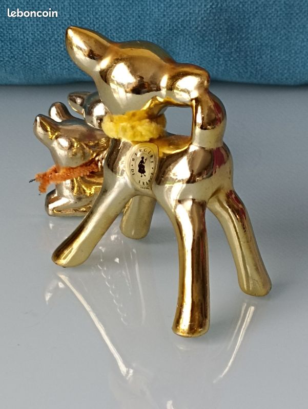 Broche Vintage Années 50 - Faon/biche En Métal Doré émaillé, Style Bamby, Occasion