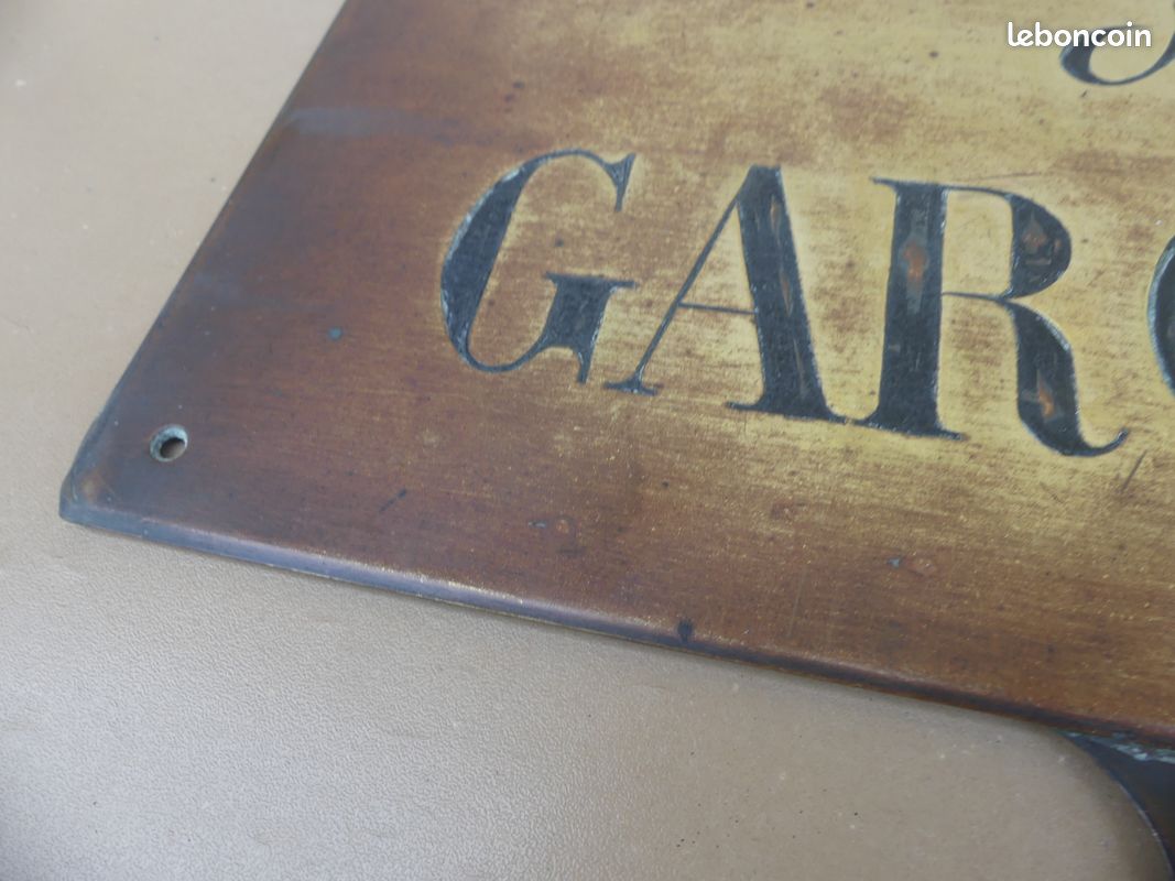 Ancienne plaque "Externat de garçons" laiton vintage déco école publique (image 7)