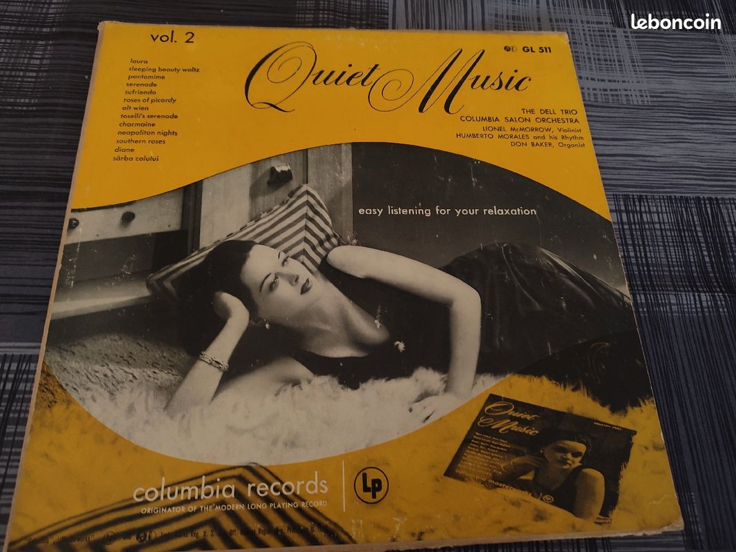 Vinyl vintage rare "Quiet Music, the Dell trio Columbia salon Orchestra (image 1)