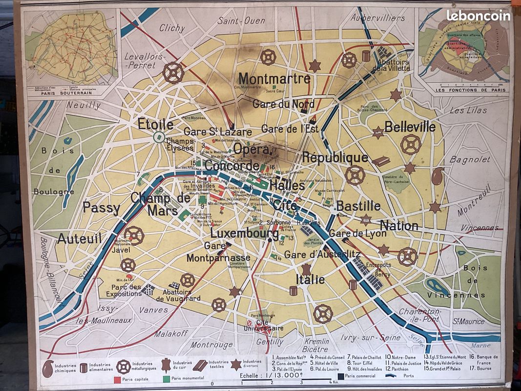 Ancienne carte scolaire Île de France Paris (image 2)