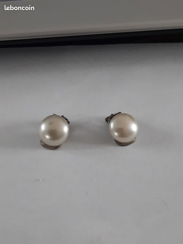 Boucles oreilles nacre ancien (image 1)