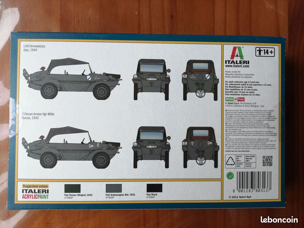Italeri – Maquette Schwimmwagen Typ 166 Kfz. II – 1/35 – Avec 3 Figurines – Militaire
