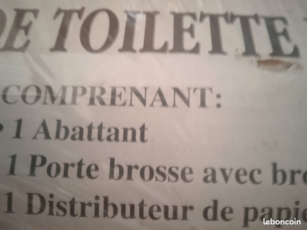 LUNETTE DE WC ET ACCESSOIRES C'est Neuf EN Pin Abattant Dérouleur BrosseRécipient (image 3)