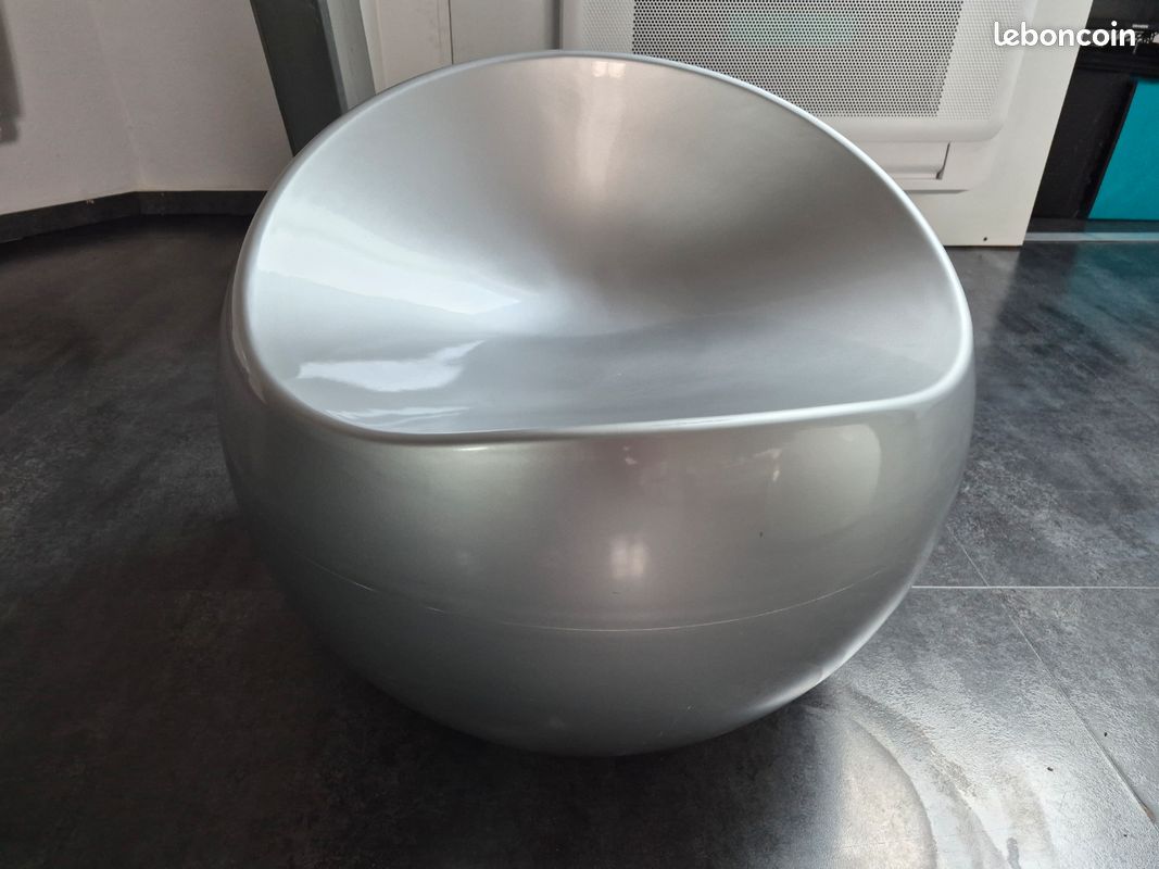Pouf Ball chair XL boom Dupont laqué gris (image 1)