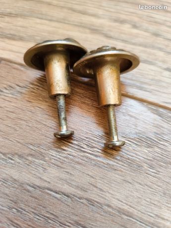 BOUTON DOUBLE ANTIQUE EN LAITON POLI CARRÉ DE 6 MM - DEVISMES - 1256 SELECT