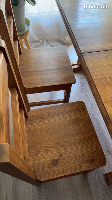 Table a manger extensible rallonges intégrées en bois mexicain + 4 chaises (image 6)