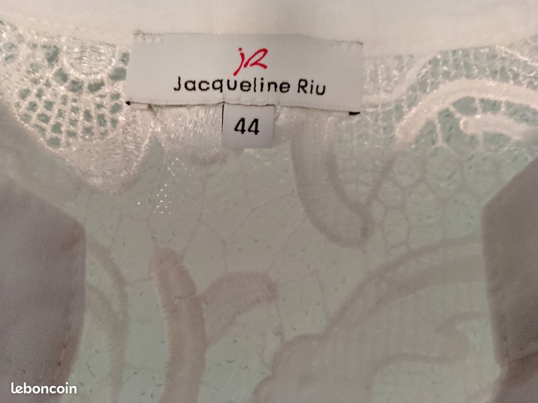Chemisier Blanc En Lin - Jacqueline Riu - Taille 42 - Manches Longues - Occasion Très Bon état