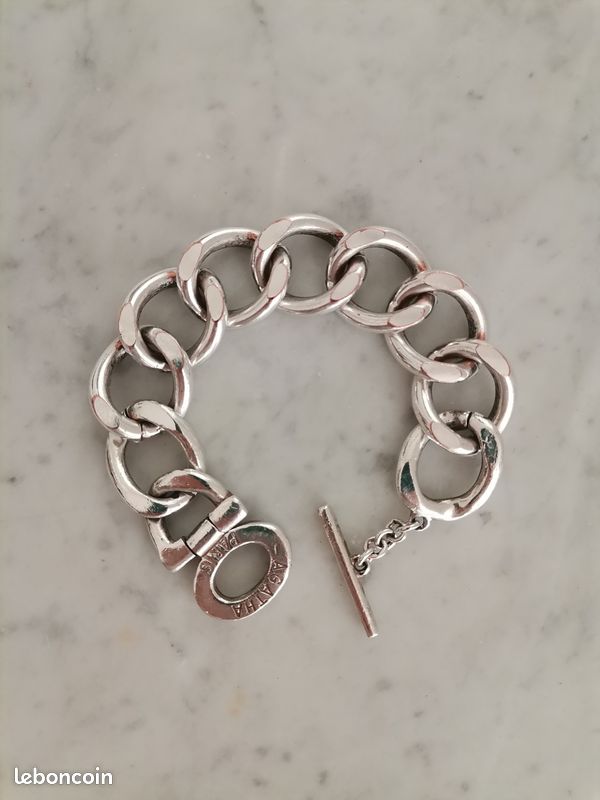 Bracelet En Argent Massif Avec Charm Étoile Agatha - Longueur 18-20 Cm - Occasion
