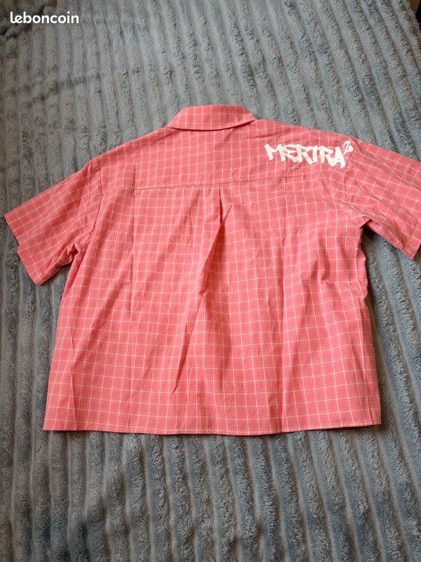 Chemise homme manches courtes rose à carreaux – Taille S – Neuve (image 2)