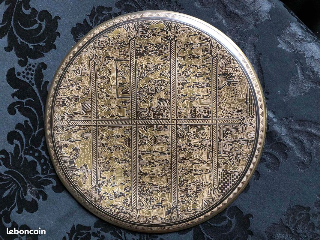 Magnifique plat égyptienen laiton gravé (image 1)
