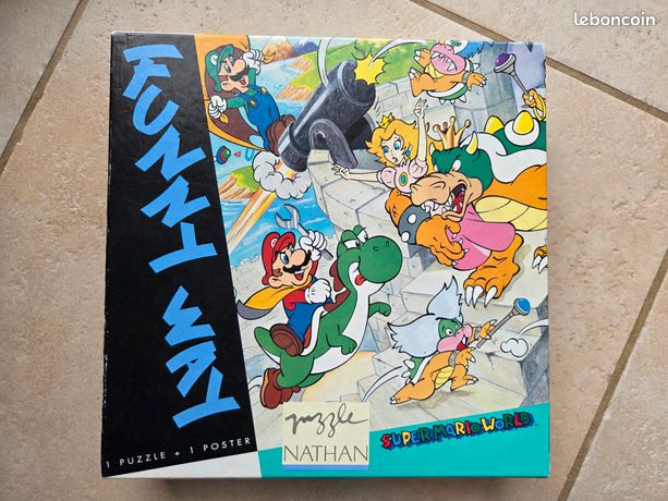 ANCIEN PUZZLE NINTENDO SUPER MARIO WORLD POSTER 350 PIECES NATHAN FUNNY