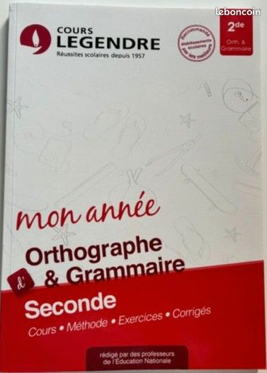 Cours Legendre Orthographe et Grammaire Seconde (image 1)