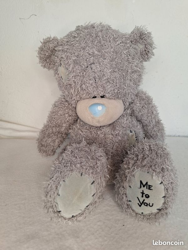 Me To You Tatty Teddy Ours Gris Taille M Avec Autocollant Personnalisable - Collection Officielle