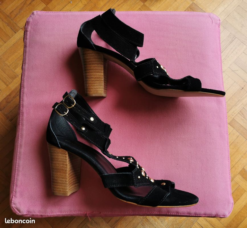 ERAM Escarpins ouverts Cuir Noirs 2 brides Taille 41 (image 10)