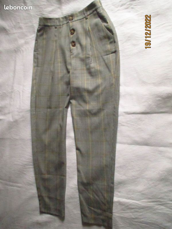 ELEGANT PANTALON DROIT à motifs PRINCE DE GALLES T.38 NEUF (image 5)