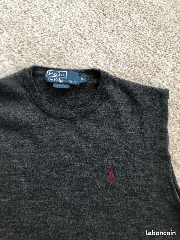 Pull Ralph Lauren sans manche gris (image 4)