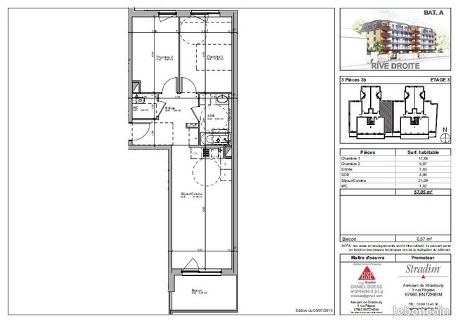 Appartement a louer le mee-sur-seine - 3 pièce(s) - 57 m2 - Surfyn