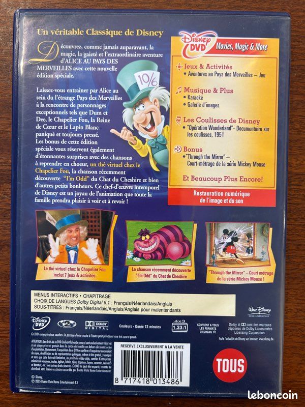 Alice au pays des merveilles DVD - Disney (image 2)