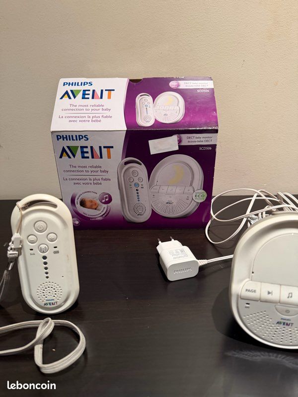 Philips Avent SCD506/01 Babyphone DECT Blanc Avec Smart Eco Mode - Veilleuse Et Berceuse Incluses