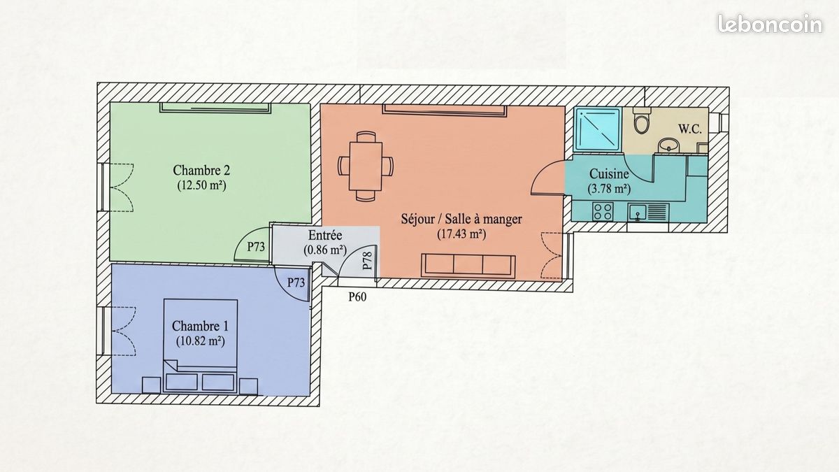 Appartement 3 pièces 48 m² · à Paris · 48 m² · 489 000 €