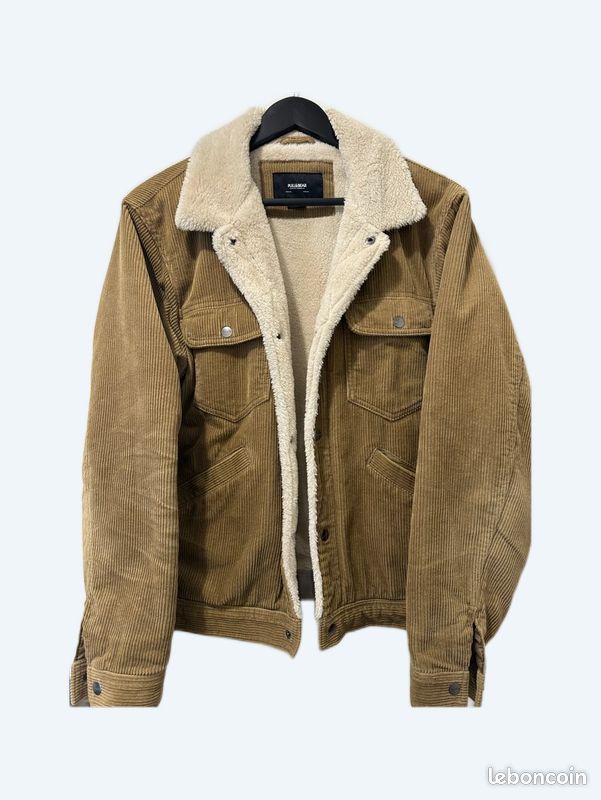 Veste en velours côtelé beige Pull&Bear M Vêtements