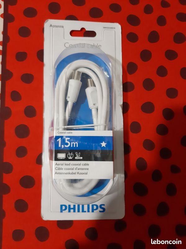 Câble Coaxial D'Antenne 1,5 M – Neuf, Blindé, Sans Marque