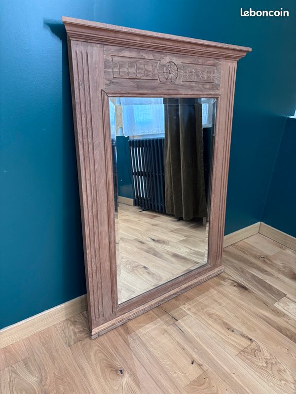 Miroir trumeau ancien cadre en chêne restauré (image 1)