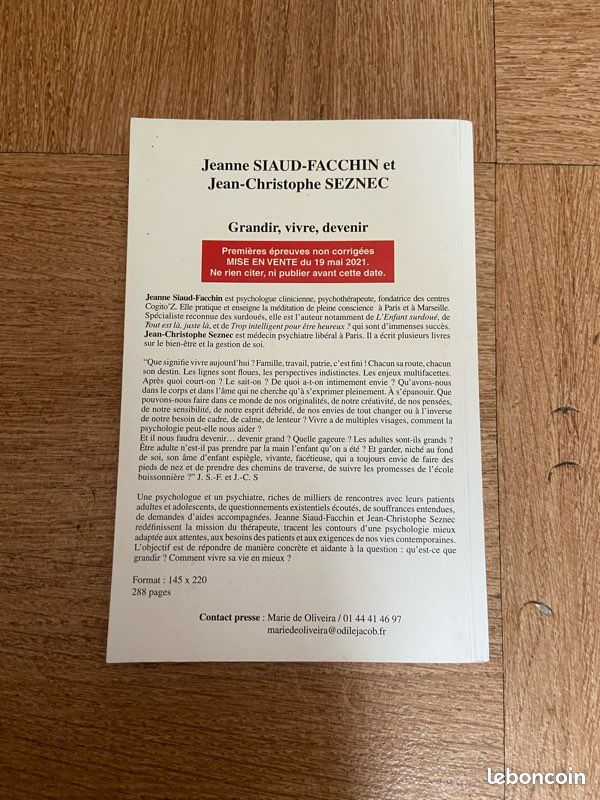 Livre “Grandir, vivre, devenir” – Jeanne Siaud-Facchin & Jean-Christophe Seznec (image 2)