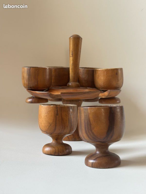 Coquetiers et support en bois d’olivier (image 2)