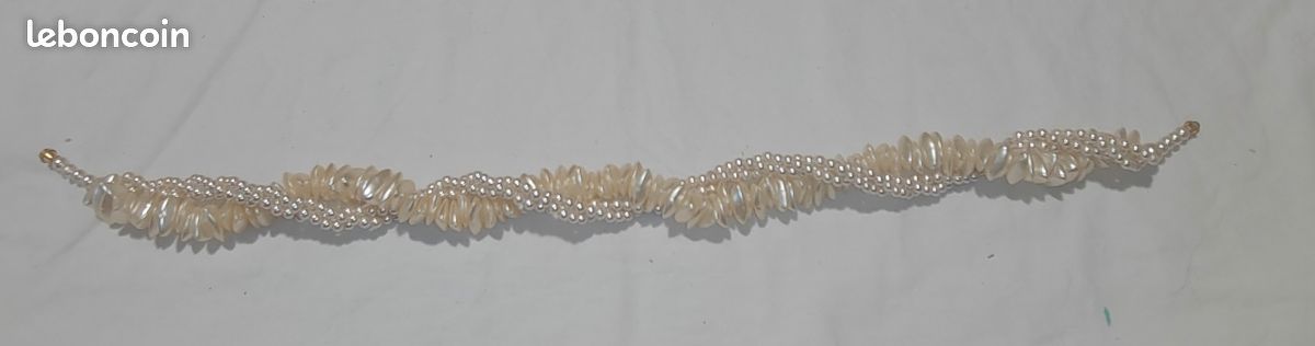 Joli collier vintage en perles torsadé et perles pastel nacré (image 8)