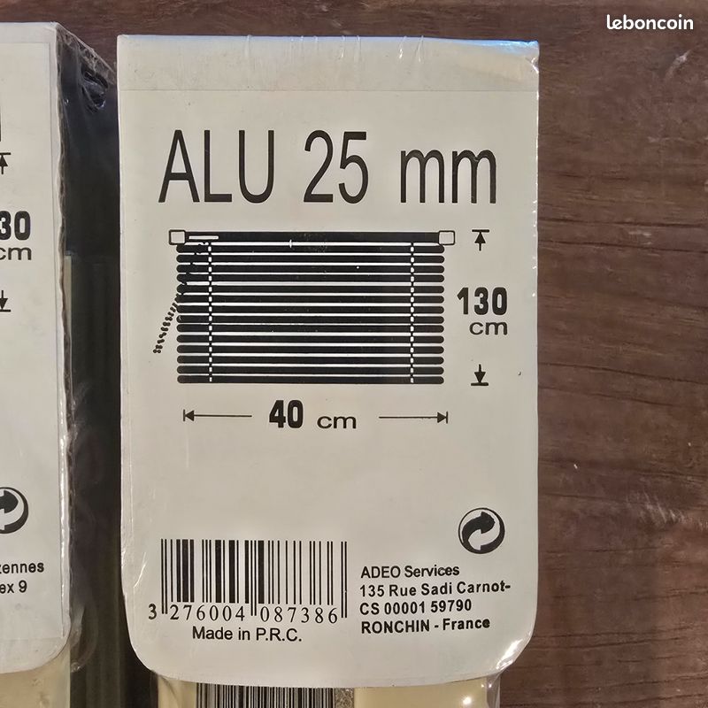 Lot de 2 stores en aluminium 25mm 130/40cm (image 2)